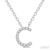 1/20 ctw Initial 'C' Round Cut Diamond Pendant With Chain in 14K White Gold